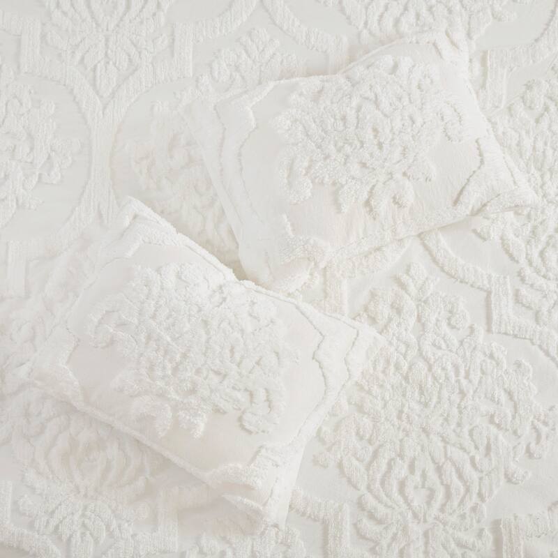 GDF Studio - Tufted Cotton Chenille Damask 3-Piece Comforter Set