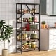 preview thumbnail 4 of 5, 71 Inch Industrial Bookshelf, 6 Tier Etagere Bookcase, Free Standing Open Book Shelves Storage Display Shelf
