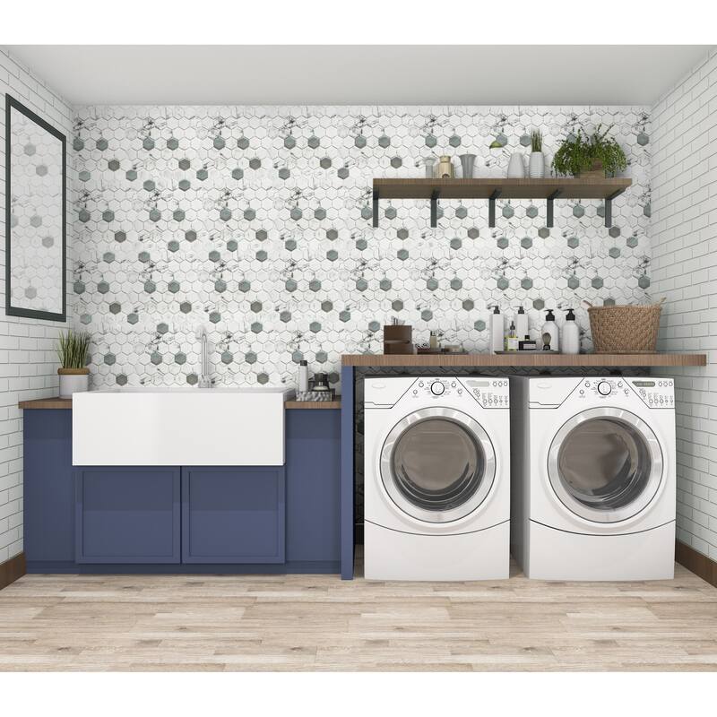 The Tile Life Eterna Hex 2x2 Fosco Argent Glass Mosaic Floor, Backsplash & Wall Tile