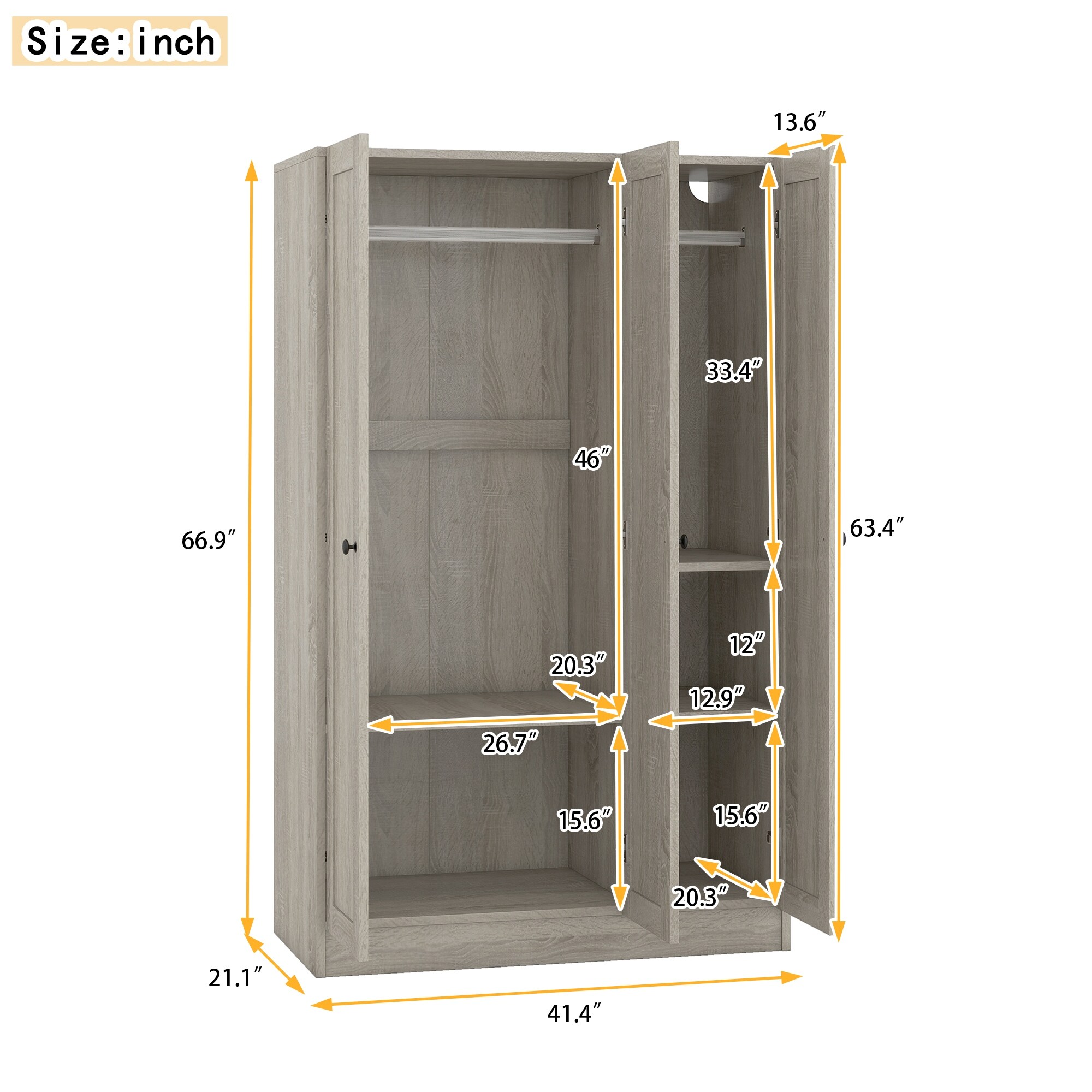 3-Door Minimalist Wardrobe Clothing Storage Cabinet 3-Door Minimalist Wardrobe Clothing Storage Cabinet