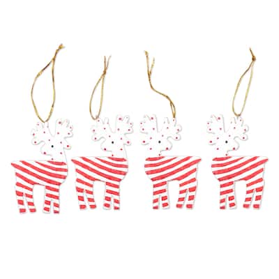 Novica Handmade Merry Reindeer Wood Holiday Ornaments (Set Of 4)