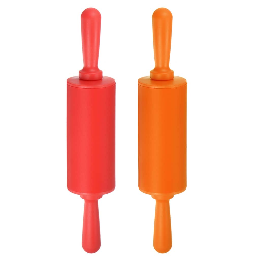 Silicone Rolling Pins for Baking 23.5cm x 4.2cm Red & Orange - Red & Orange