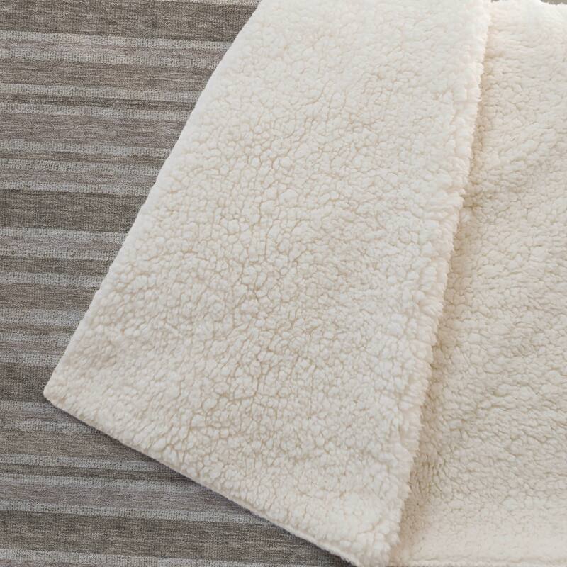 Premium Machine Washable Modern Stripe Sherpa Throw Blanket