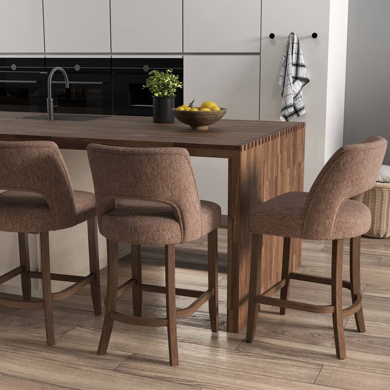 Set of 2/4/6,Upholstered Counter Height Bar Stools,Modern Counter Stools with Wood Legs for Kitchen Island Dining Room Bar