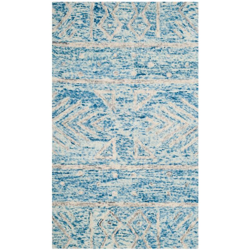 SAFAVIEH Handmade Chatham Vineta Modern Wool Rug - 3' x 5' - Blue/Ivory