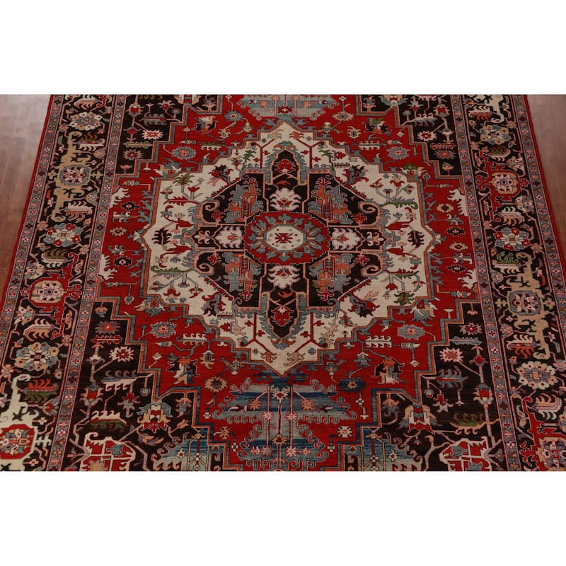 Vegetable Dye Heriz Oriental Area Rug Hand-Knotted Wool Carpet - 10'1"x 13'4"