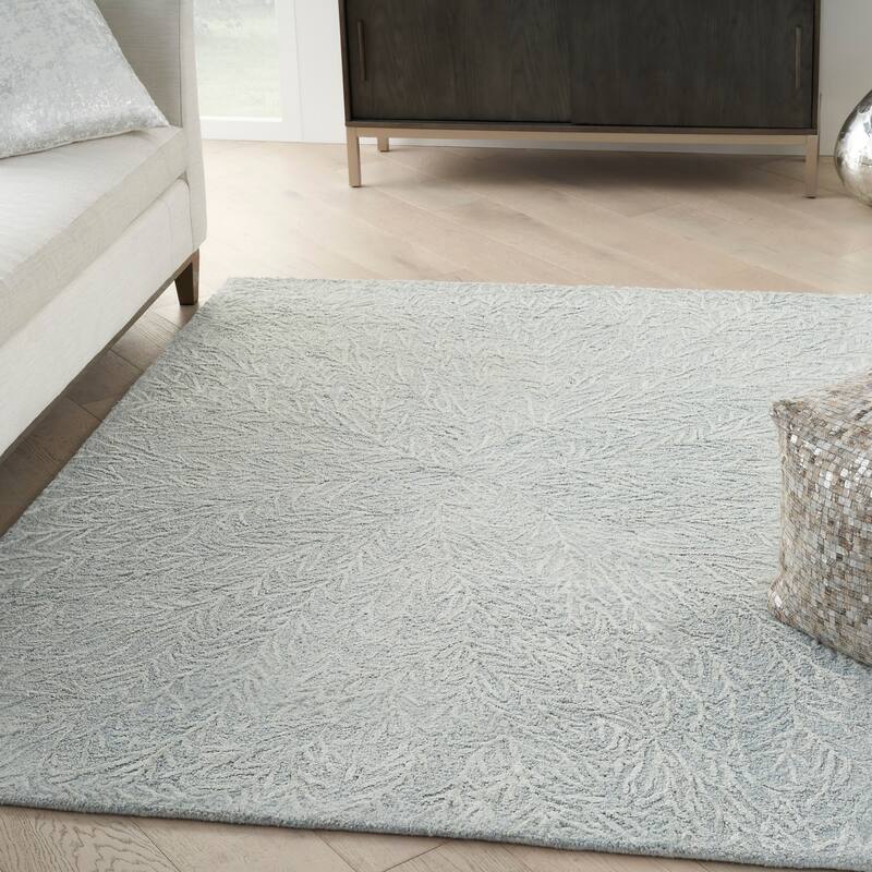 Michael Amini Star Contemporary Textured Botanical Abstract Glam Area Rug