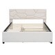 preview thumbnail 8 of 16, Linen Fabric Platform Bed with Brick Pattern Headboard, with Twin XL Trundle, Queen Size