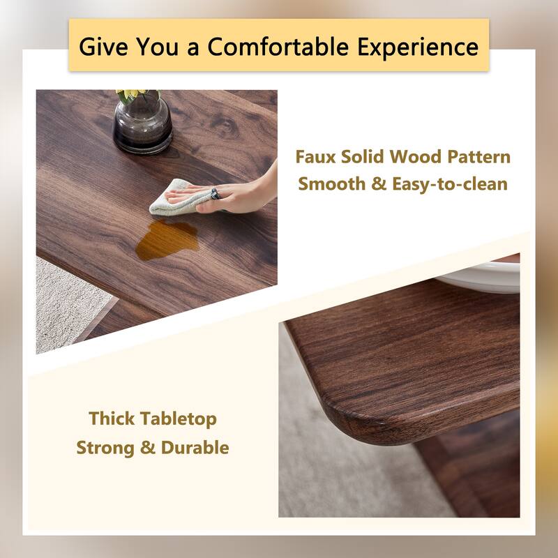 Roomfitters Walnut MDF Coffee Table with Dark Brown Texture, Rectangular Minimalist Side Table for Cozy Interiors, Walnut