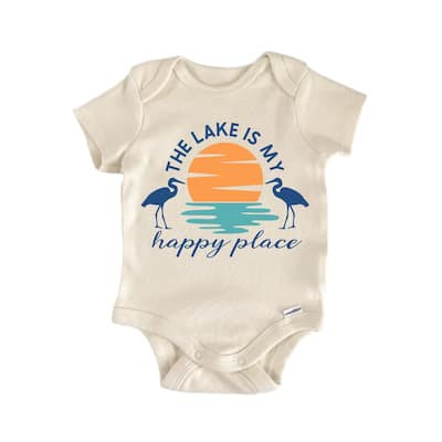 The Lake Is My Happy Place Lakehouse - Baby Boy Girl Clothes Infant Bodysuit Funny Cute