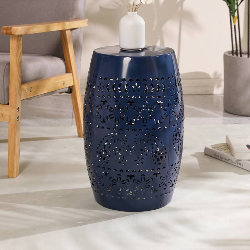 Solar Side Table with Built-in Solar Battery,Stunning Flower Pattern at Night,Eco-Friendly