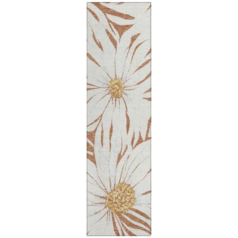 Machine Washable Indoor/ Outdoor Floral Chantille Rug