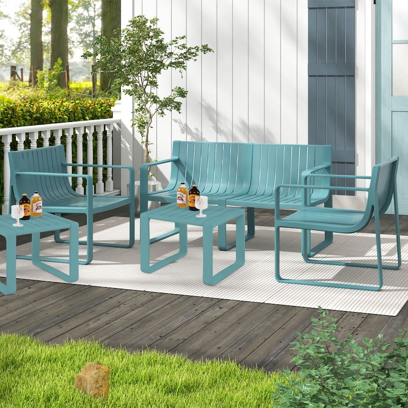Costway Patio Chairs Set of 2/4 Weather-resistant Plastic Outdoor