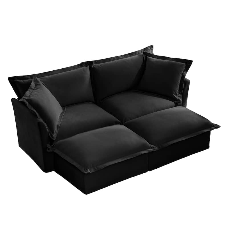 83.4" Chenille 2-Seater Sectional Sofa with Ottomans