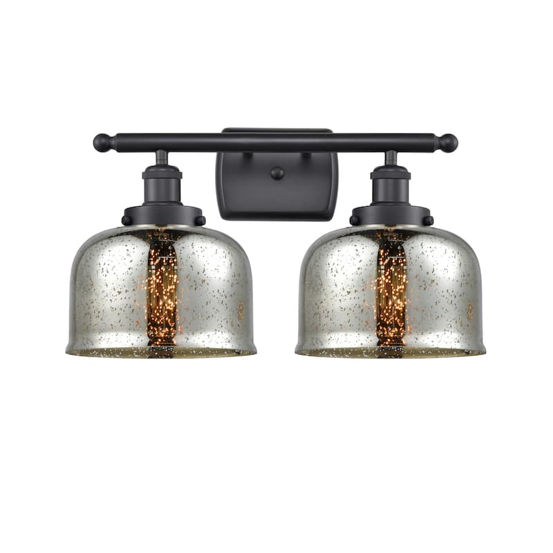 Innovations Lighting 916-2W-13-18 Bell Vanity Bell 2 Light 18" Wide - Matte Black / Silver Plated Mercury
