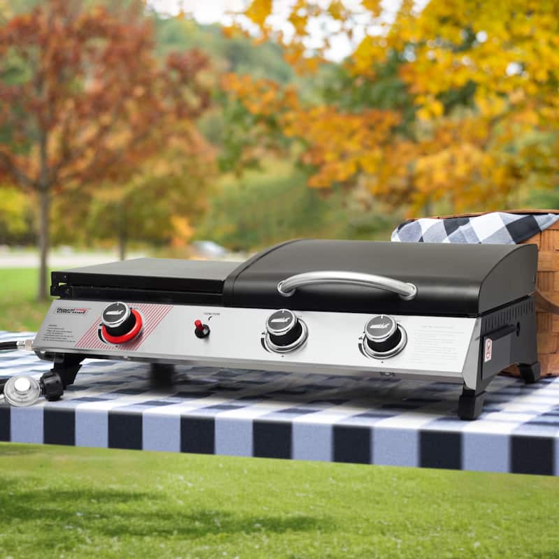 Royal Gourmet 3-Burner Grill and Griddle Combo Station with Lid