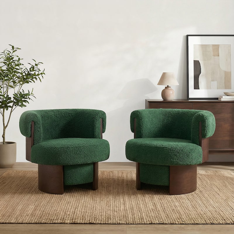 Scott Living Scrolla Beige Swivel Barrel Chair - Set of 2 - Green
