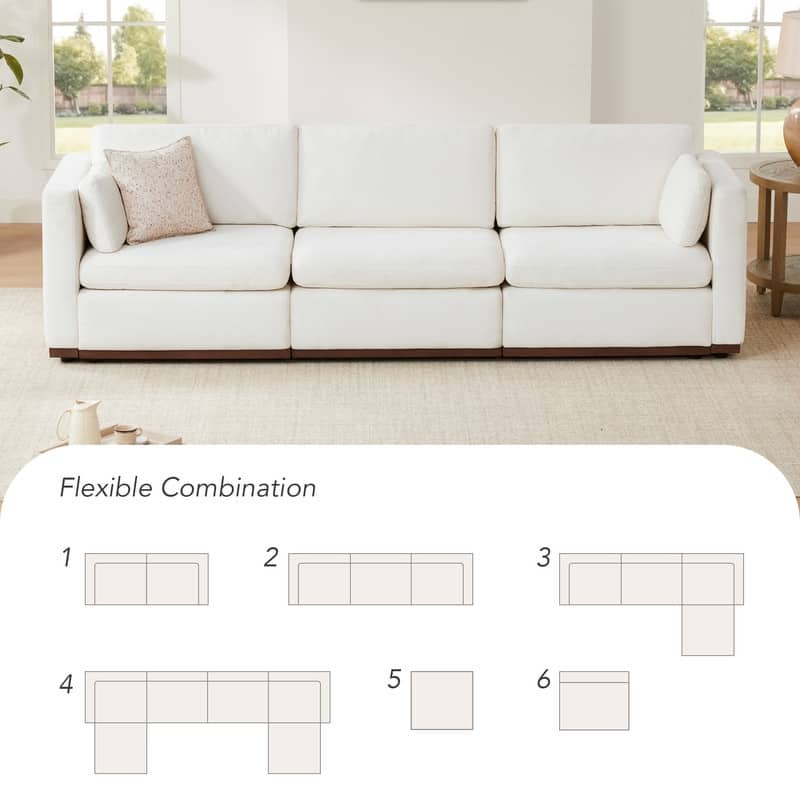 Donna Oversized Modular Sectional Fabric Sofa with Upgraded Wood Base