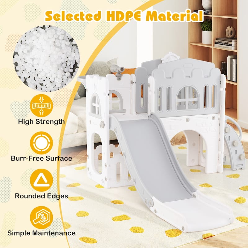 9 in 1 Toddler Slide and Climber Playset with Basketball Hoop Tunnel and Storage Indoor Outdoor Playground for Kids