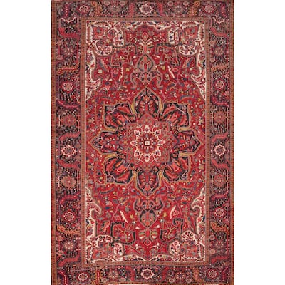 Hand Knotted Oriental 100% Wool Carpet Traditional Floral Red Heriz Area Rug - 12' 0'' X 8' 6''