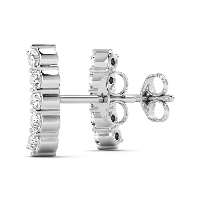 Marquee 3/8 CTW Seven Stone Natual Diamond Climber Earrings in 14K White Gold