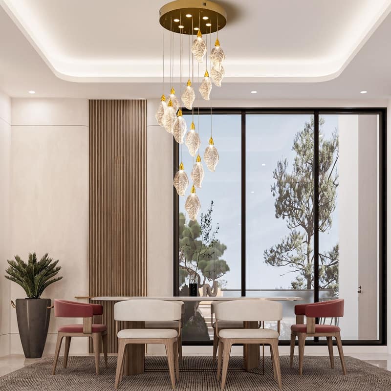 KAYLA D31.5" 18-Light Modern Chandelier, Bionic Leaf Chandelier