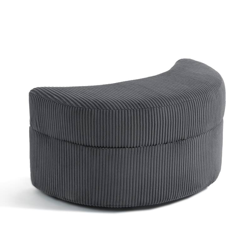 41" W Oversized Accent Barrel Swivel Chair with Moon Storage Ottoman