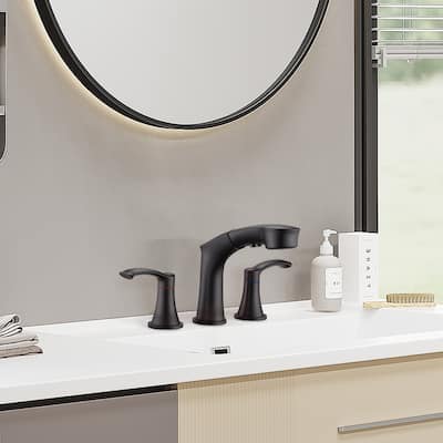 Vanityfair Widespread Bathroom Faucet 8 Inch 3 Holes 2 Handle Bathroom Sink Faucet with Pull Out Sprayer