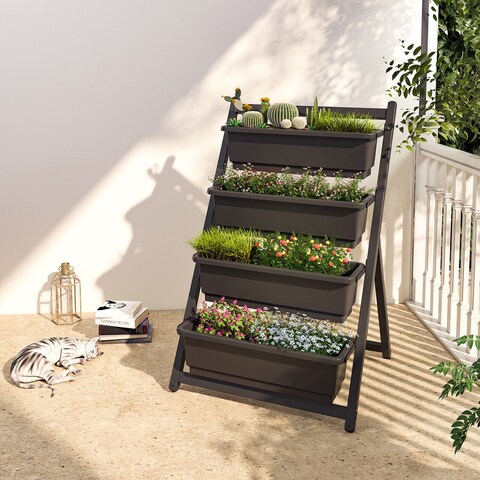 FLEXIMOUNTS 4Ft Vertical Raised Garden Bed 4-Tier Freestanding Elevated Garden Planters Grow Flowers