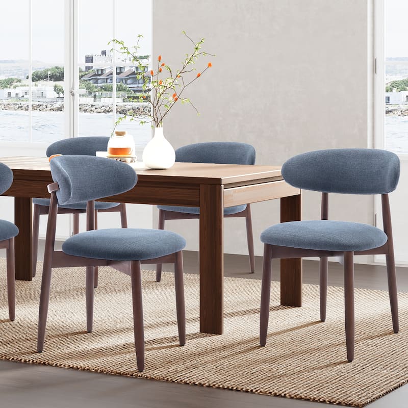 Modern Fabric Upholstered Kitchen Side Chairs, Farmhouse Dining Room Chair with Foot Pegs