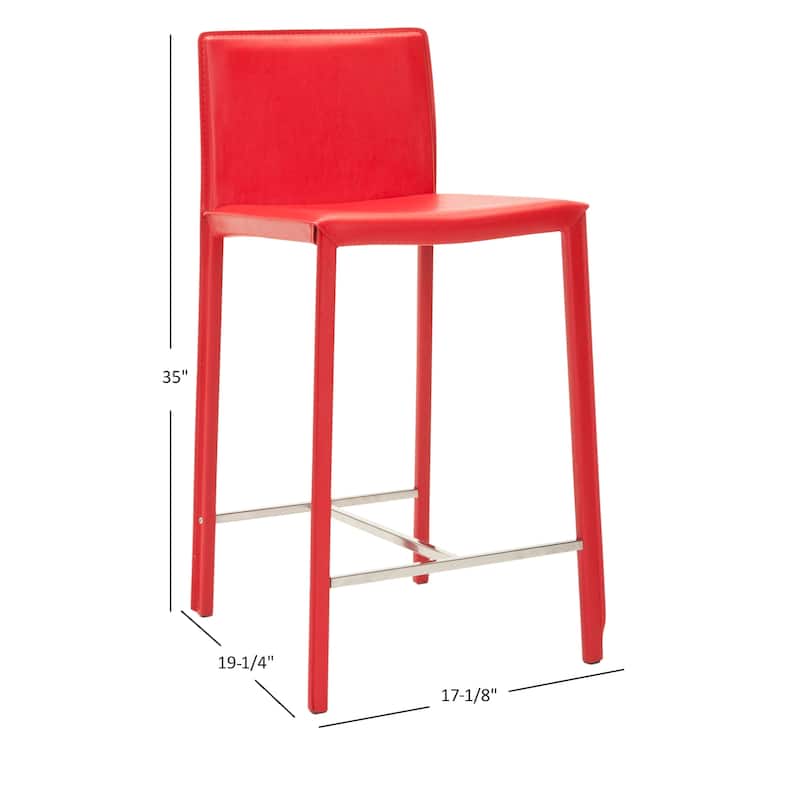 SAFAVIEH Jeraldine Mid-Century 26-inch Ave White Counter Stool (Set of 2) - 18.3" x 19.7" x 35.4" - 18Wx20Dx35H