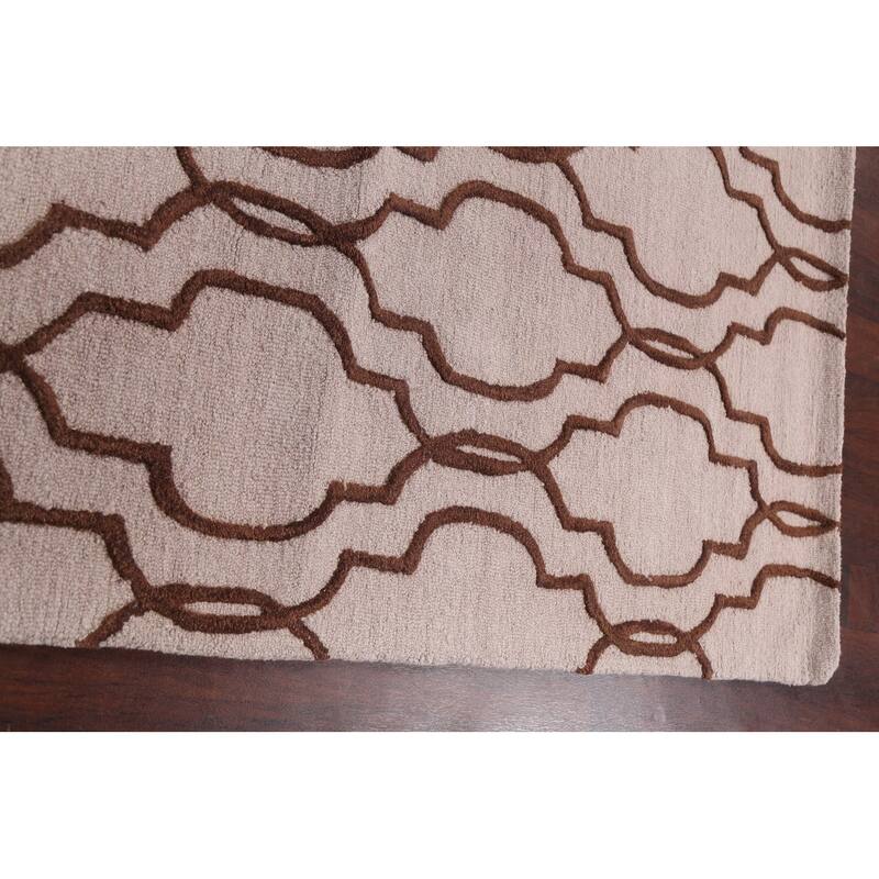 Trellis Geometric Contemporary Oriental Wool Area Rug Hand-tufted - 5'0" x 8'0"