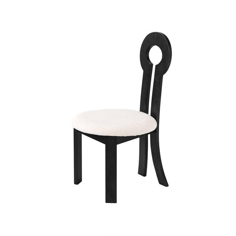 Modern Berber Fleece Upholstered Dining Chair Solid Wood Dining Chair ( Set of 2)