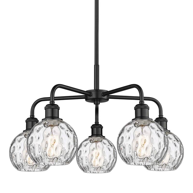 Innovations Lighting 516-5CR-15-24 Athens Water Glass Chandelier - Matte Black / Clear Water Glass