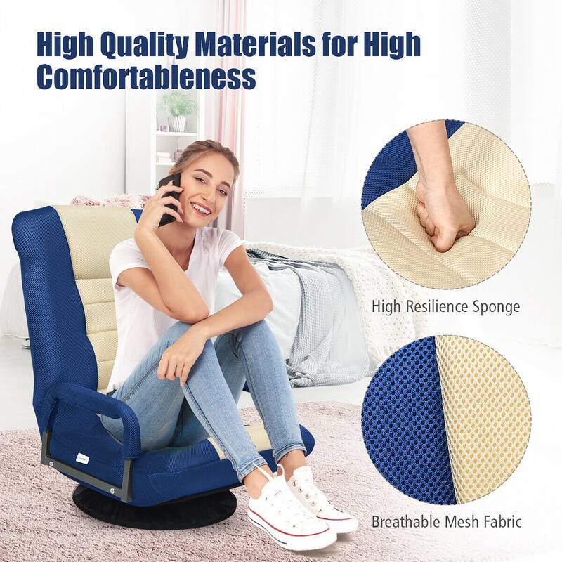 360-Degree Swivel Gaming Floor Chair with Foldable Adjustable Backrest