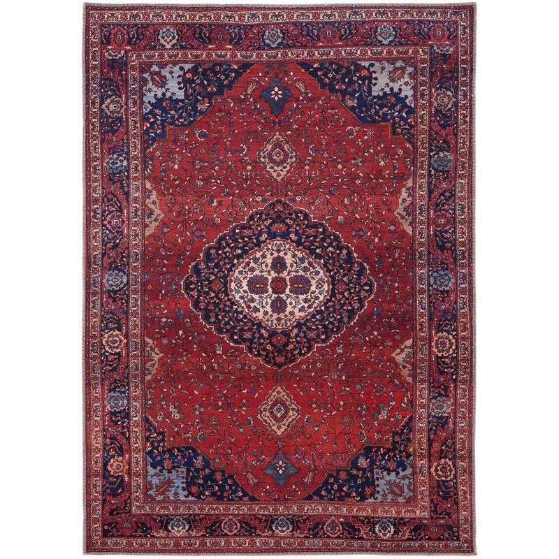 Birchlawn R39HD Medallion Transitional Area Rug - 10'6" x 14' - Red/Blue/Tan