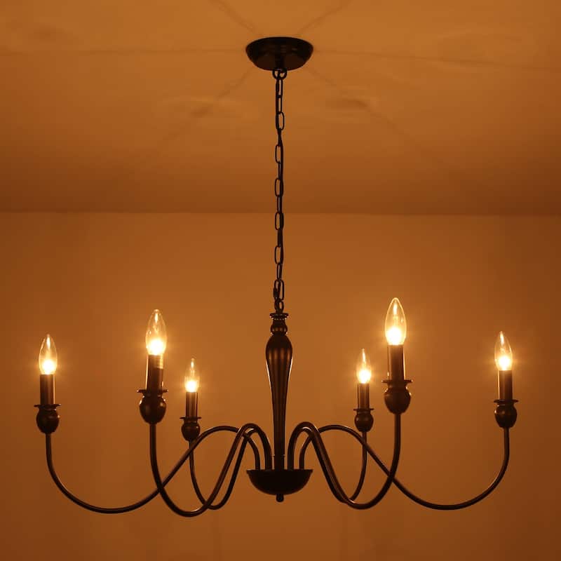 6-Light W36.2" x H74.8" Dimmable Chandelier Light for Kitchen Island Bedroom