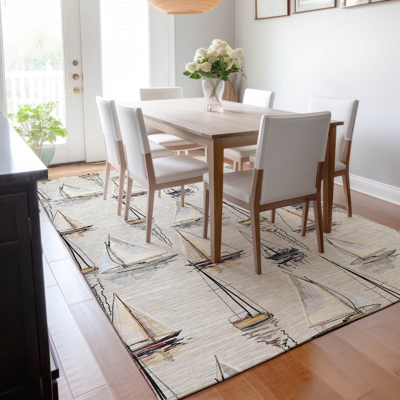 Premium Washable Super Soft Sailboat Marina Mayfield Rug