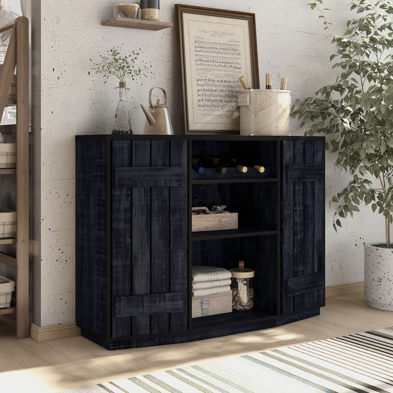 DH BASIC Rustic Navy Blue 4-bottle Buffet Cabinet (47-inch) by Denhour - Rustic Navy Blue