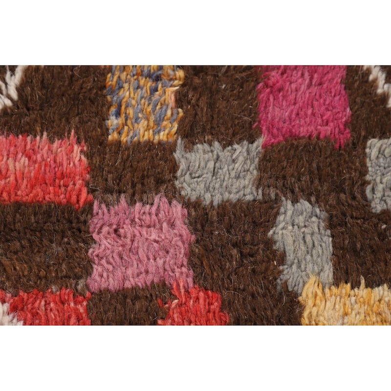 Checkered Moroccan Oriental Area Rug Handmade Wool Carpet - 6'10" x 10'6"