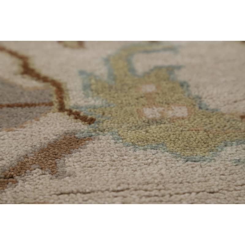 Light Green Oushak Indian Area Rug Handmade Wool Carpet - 9'0" x 11'11"