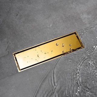 polished gold 12 inch brass material shower drain with ABS base - 11.8 x 4.4