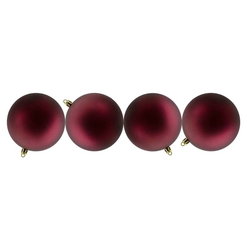 12ct Matte Burgundy Red Shatterproof Christmas Ball Ornaments 4"
