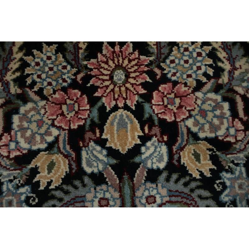 Hand Knotted Oriental 100% Wool Carpet Traditional Floral Black Aubusson Area Rug - 12' 4'' X 9' 0''