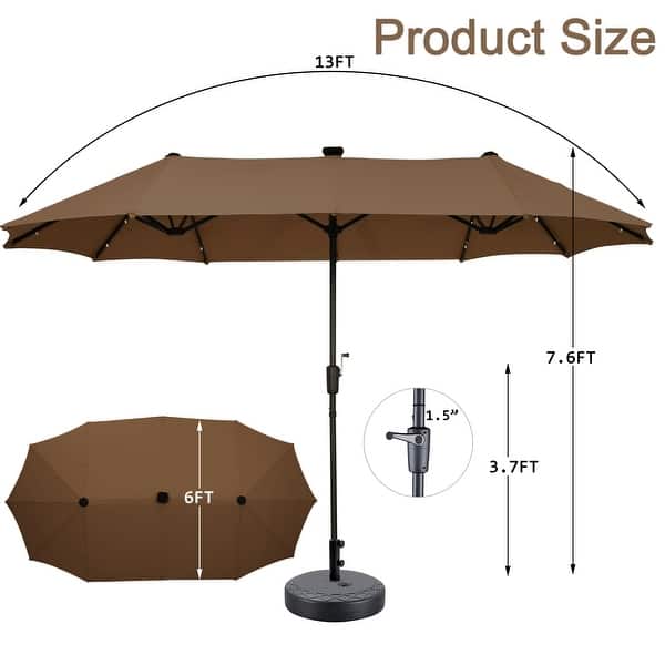burnt orange patio umbrella with solar lights Sunnydaze 9' Solar LED Outdoor Patio Umbrella with Tilt and Crank