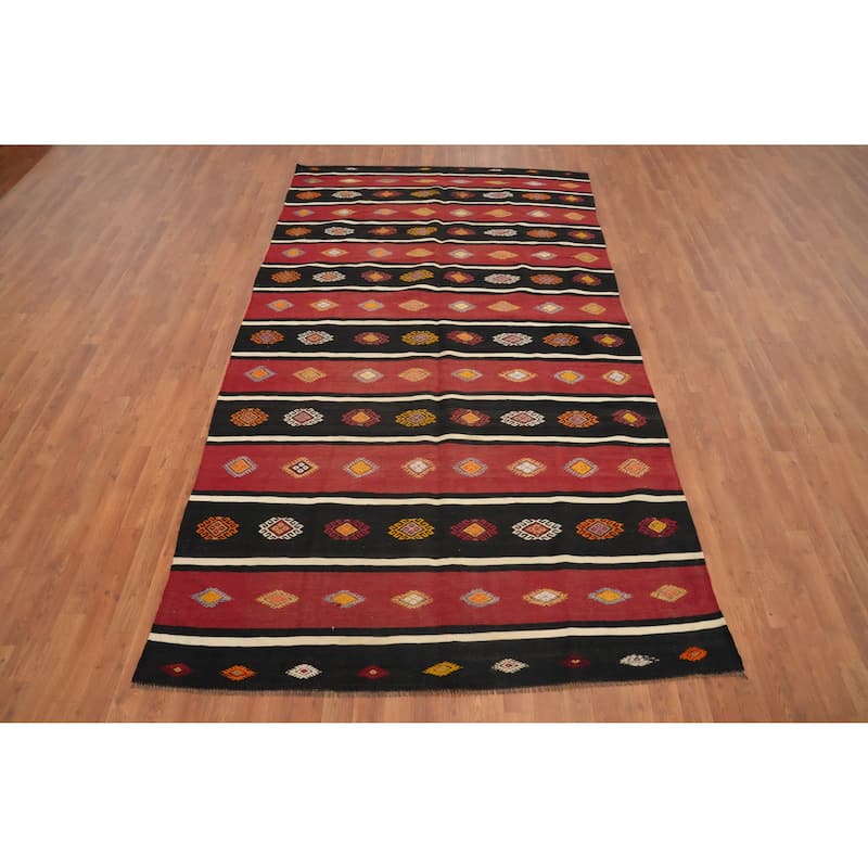 Hand Woven Oriental 100% Wool Carpet Southwestern Tribal Multi-Colored Kilim Area Rug - 10' 0'' X 5' 9''