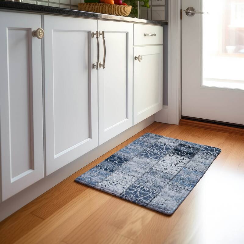 Premium Washable Super Soft Moroccan Boho Patchwork Mayfield Rug - Denim - 1' 8" x 2' 6" - Rectangle