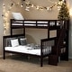preview thumbnail 1 of 13, Stairway Twin-over-Full Bunk Bed with Storage and Guard Rail,Space-Efficient Multifunctional Bunk Bed with Storage Espresso