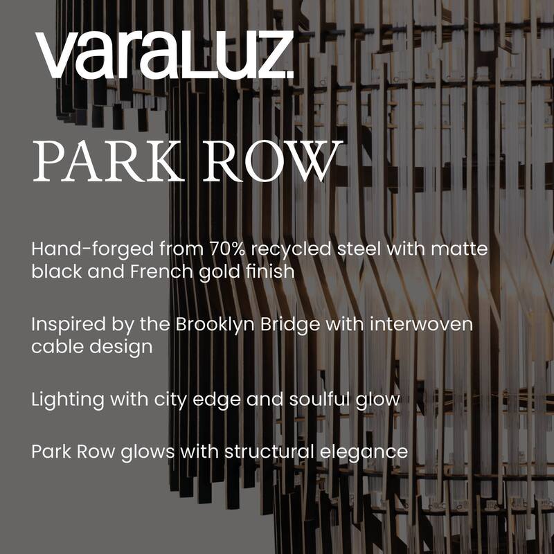 Varaluz Park Row Linear Pendant - Matte Black/French Gold - 36"W