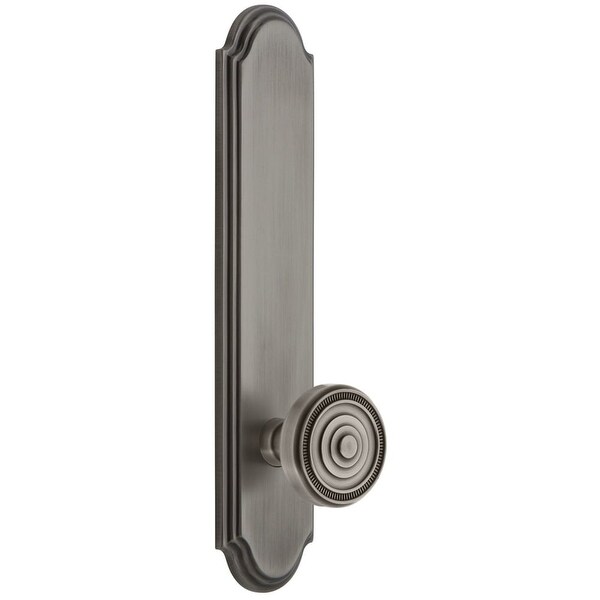Grandeur ARCSOL_TP_PRV_234_RH Arc Solid Brass Tall Plate Rose Right Handed Privacy Door Knob Set with Soleil Knob and 2-3/4"